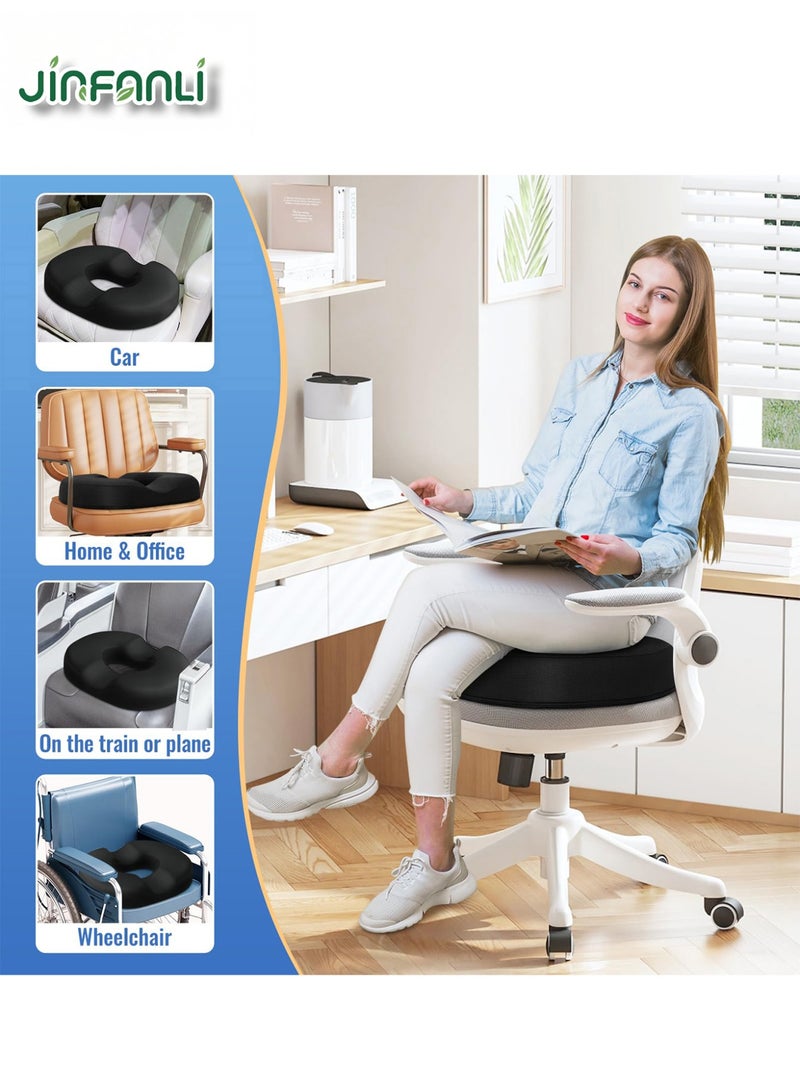 JINFANLI Pillow Seat Cushion Chair Cushion for Coccyx Pain and Hemorrhoids Relief, Memory Foam Seat Cushion for Postpartum Pregnancy, Seat Cushion for Men and Women for Home and Office, (Black) - Image 3